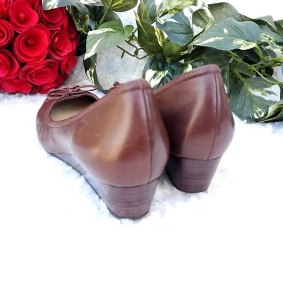 Cole Haan Leather Brown Wedge Platform Nike Air Academia Comfort Bow Woven - Picture 8 of 9